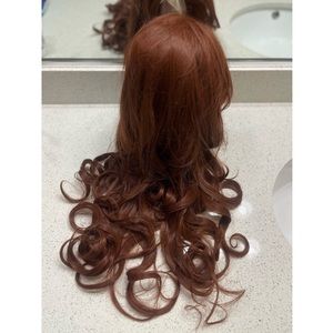 Red Auburn Copper Curls Human/Synthetic blend Lace Front Wig NEW 26 Inches
